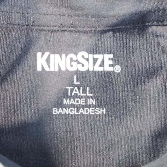 KingSize Shirt Mens LT Large Tall Black Gray Paisley Flip Cuff Preppy Minimalist - Picture 3 of 10